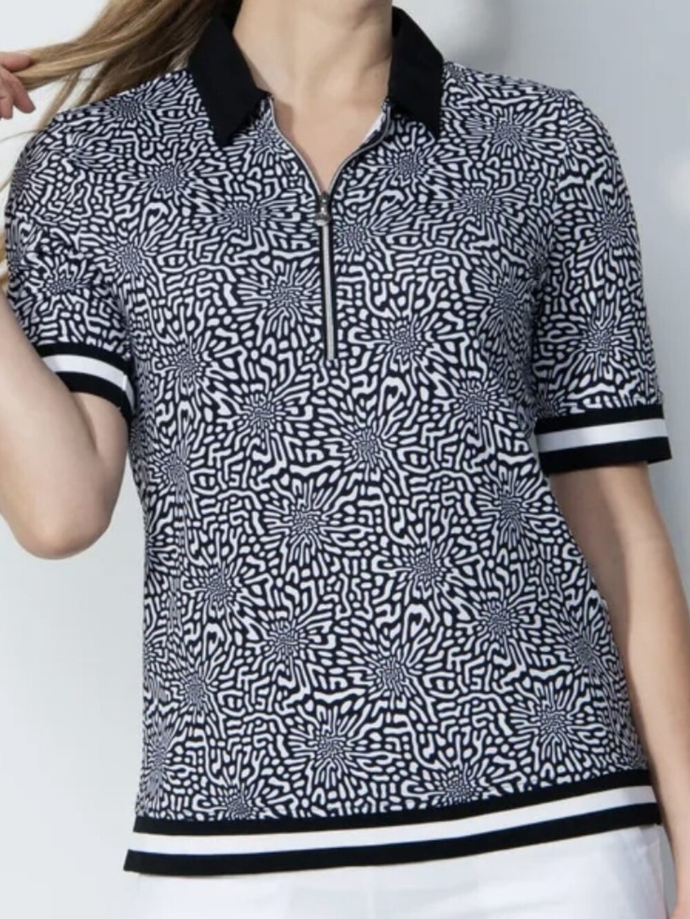 NWT DS Kyoto Black and White Half Sleeve Polo Shirt - Size XL